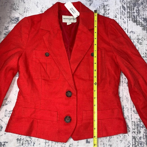 Banana Republic Red-Orange Linen Blend Blazer Jacket 2 - Picture 4 of 14